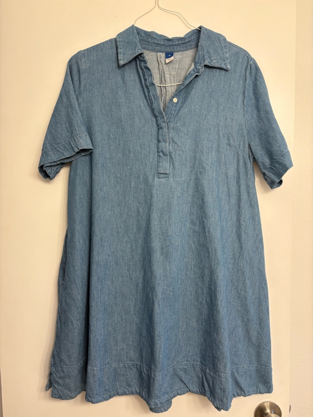 Old Navy Mini Jean Shirt Dress Blue Denim Short Sleeve Size Medium